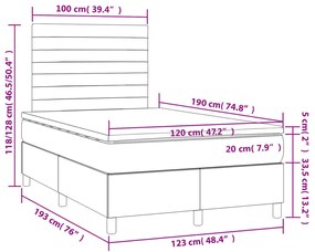 Cama boxspring com colchão 120x190 cm veludo cinzento-escuro