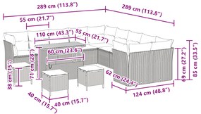 Conjunto de Sofá para Jardim vidaXL de 14 peças com Almofadas Bege de