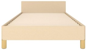 Estrutura de cama c/ cabeceira tecido cor creme 90x190 cm