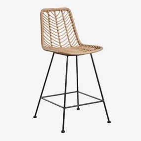 Pacote De 2 Bancos Altos De Jardim Em Rattan Sintético Gouda Natural Natural & ↑65 Cm & Negro & Sem Almofada - Sklum