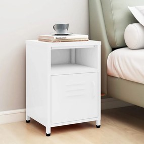 vidaXL Mesa de cabeceira 35x35x51 cm aço branco