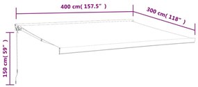 Toldo retrátil 4x3 m tecido e alumínio cor creme