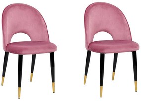 Conjunto de 2 cadeiras de jantar em veludo rosa MAGALIA Beliani