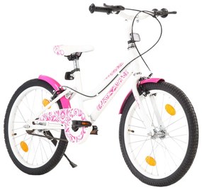 vidaXL Bicicleta de criança roda 20" rosa e branco