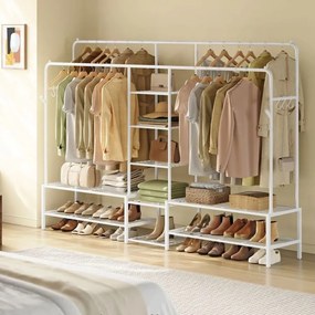 Guarda roupa aberto com 9 prateleiras para quarto 45 x 195 x 172,8 cm, branco