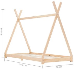 Estrutura de cama para crianças 80x160 cm pinho maciço