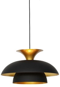 Candeeiro de suspensão moderno redondo preto com dourado 3 camadas - Titus Moderno