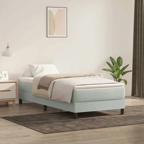 vidaXL Cama com molas sem colchão 100x220 cm veludo cinza-claro