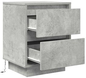 Mesas cabeceira c/ luzes LED 2 pcs 38x34x50 cm cinzento-cimento