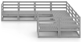 8 pcs conjunto lounge de jardim pinho maciço
