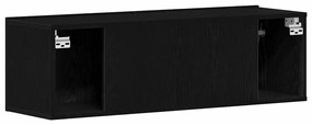 Armário de TV Preto em Madeira de Engenharia 100x30x30 cm
