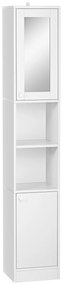 Kleankin Móvel coluna para casa de banho armário alto armário de armazenamento com prateleira ajustável - 30 x 28 x 170 cm - branco | Aosom Portugal