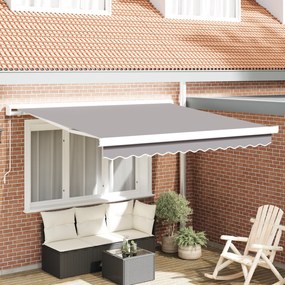 vidaXL Toldo Retrátil Manual Cinzento-Claro 350x250 cm