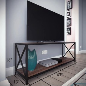 Móvel TV Xena – Nogueira/Preto – 120x33x45,7 cm