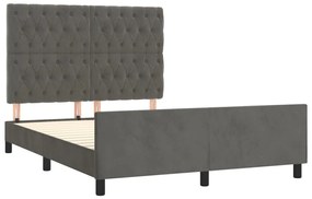 Estrutura de cama sem colchão 140x190 cm veludo cinzento-escuro