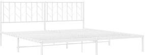 Estrutura de cama com cabeceira 193x203 cm metal branco