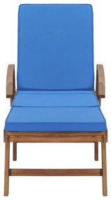 Espreguiçadeiras c/ almofadões 2 pcs madeira teca maciça azul