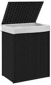 Cesto para roupa suja com tampa 46x33x60 cm vime PE preto