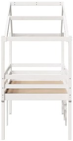 Cama alta com telhado 80x200 cm pinho maciço branco