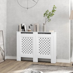 Cobertura de Radiador de Grelha Cruzada, 112 x 19 x 81,5 cm, Montagem de Parede, Branco