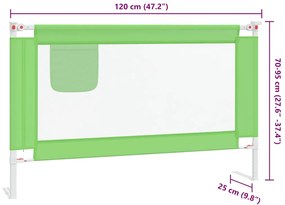 Barra de segurança p/ cama infantil tecido 120x25 cm verde