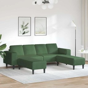 vidaXL Sofá de Tecido Verde Escuro Tecido de veludo côtelé