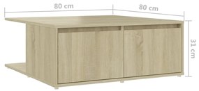 Mesa de Centro Vieira com 2 Gavetas - Carvalho - Design Nórdico