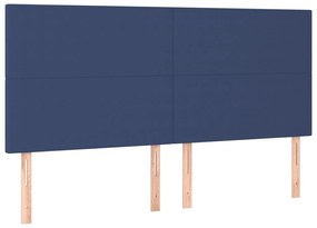 Cabeceira de cama c/ luzes LED tecido 160x5x118/128 cm azul