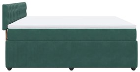 Cama com molas/colchão 200x200 cm veludo verde-escuro
