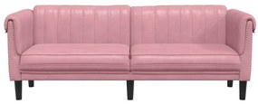 Sofá de 3 lugares veludo rosa