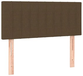 Cama box spring c/ colchão/LED 90x190 cm tecido castanho-escuro