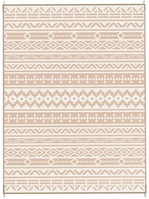 Outsunny Tapete reversível para exterior 3,7x2,7 m Tapete de Chão Padrão Parede Geométrica em PP Saco de Transporte Cáqui Bege Claro | Aosom Portugal