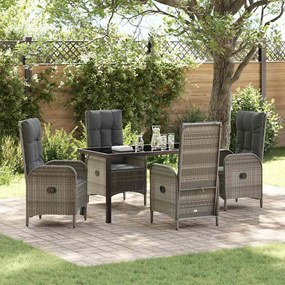 vidaXL Conjunto de jantar para o jardim com 5 peças em rattan poligrey