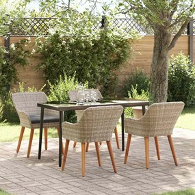 vidaXL Conjunto de sala de jantar 5 pcs Cinza claro e preto Largo