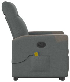 Poltrona elevatória de massagens tecido cinzento-escuro