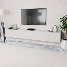 Móvel de TV de Parede Cardani de 240 cm - Branco Brilhante/Branco - De