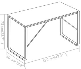 Secretária de computador 120x60x73 cm preto e carvalho