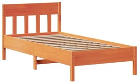 Cama sem colchão 75x190 cm madeira de pinho maciça castanho-mel