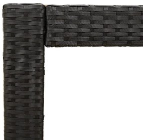 Mesa de jardim com tampo de madeira 100x40x75 cm vime PE preto