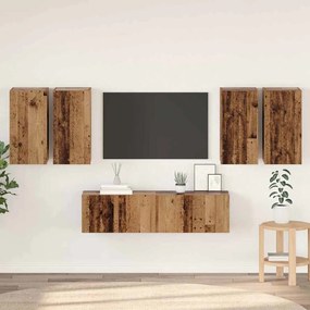 vidaXL Conjunto de móvel de TV 6 pcs Madeira Antiga Madeira processada