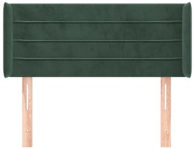 Cabeceira de cama c/ abas veludo 93x16x78/88 cm verde-escuro