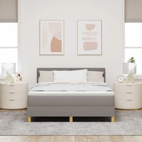 Cama Box Spring com Colchão &amp; LED Taupe 140x190 cm Tecido