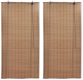 Estores de rolo 2 pcs 150 x 220 cm bambu castanho