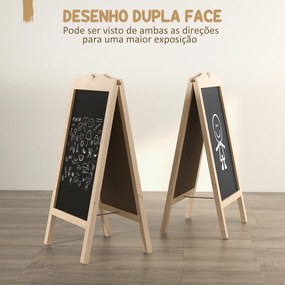 Quadro de Cavalete Cavalete Quadro Negro Magnético Dobrável com 8 Gizes Líquidos e 6 Placas de Palavras 51x42x101 cm Madeira