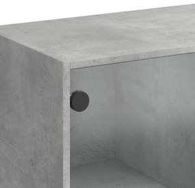 Armário alto com portas derivados de madeira cinzento cimento