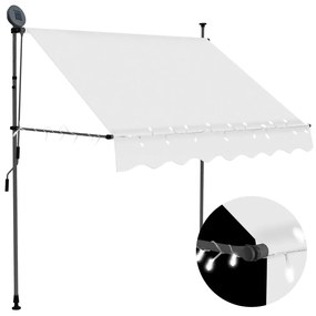 vidaXL Toldo retrátil manual com LED 200 cm creme