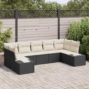 vidaXL Conjunto de Sofá de Jardim 7 pcs Preto e creme Rattan Sintético