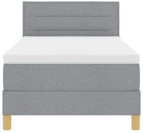 Cama Box Spring com Colchão Cinza Claro 100x200 cm Tecido
