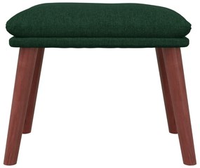 Cadeira de descanso com banco p/ pés tecido verde-escuro