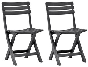vidaXL Cadeiras de jardim dobráveis 2 pcs plástico antracite